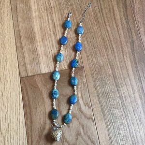 Cute Heart necklace with Blue stones